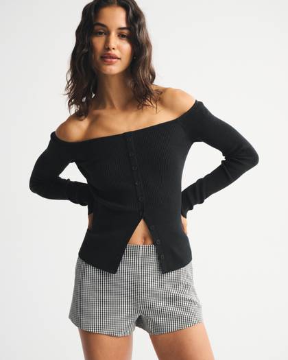 Off-The-Shoulder Button-Through Top