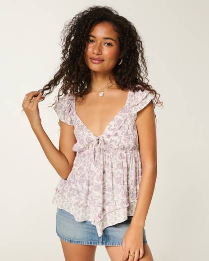 Easy Handkerchief Hem Babydoll Top