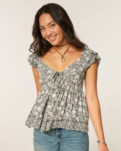 Easy Handkerchief Hem Babydoll Top