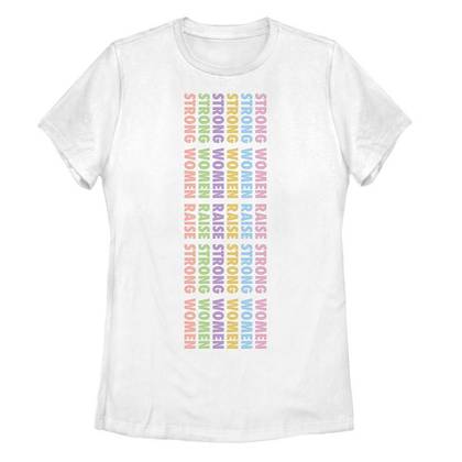 Juniors' "Strong Women Raise Strong Women" Colorful Word Stack Tee