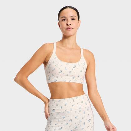 Women's Cotton Balance Cotton Spandex Blend Light Support Racerback Sports Bra - All In Motion™ Cream S