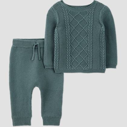Carter's Just One You® Baby Boys' 2pc Cable Knit Sweater Set - Green 18M