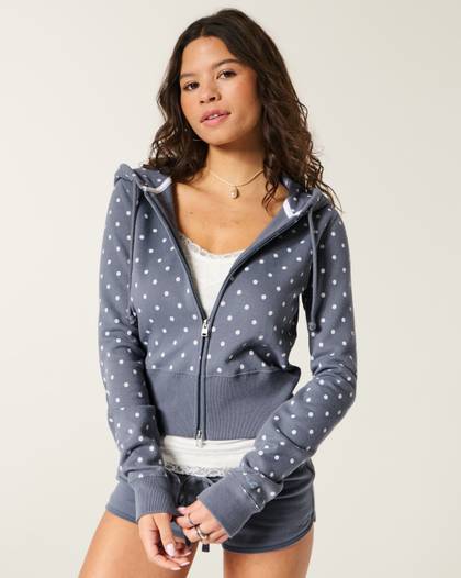 Hollister Feel Good Polka Dot Zip-Up Hoodie