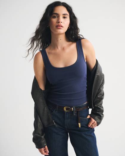 Bra-Free Rib Scoopneck Tank