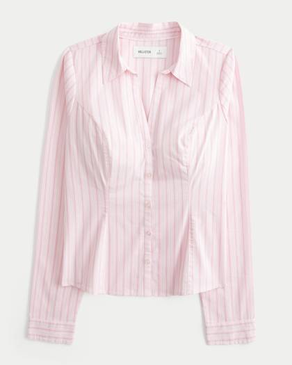 Long-Sleeve Button Front Shirt