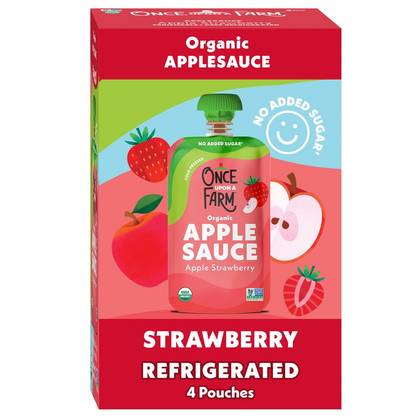 Once Upon A Farm Organic Strawberry Applesauce - 12.8oz/4ct