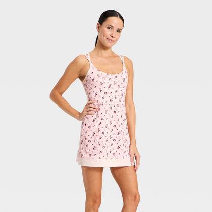 Women's Knit Strappy Active Dress - All In Motion™ Light Pink Floral XS