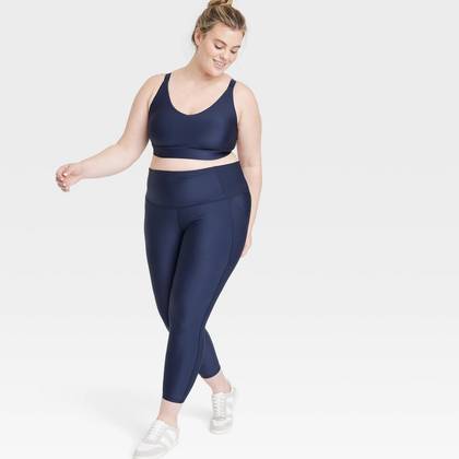 Women's Effortless Support High-Rise Pocketed 7/8 Leggings - All In Motion™ Navy Blue 4X