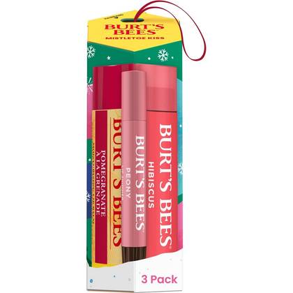 Burt's Bees Holiday Limited Edition Mistletoe Kiss Lip Balm Gift Set - Hibiscus/Peony/Pomegranate - 3pc