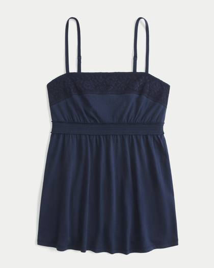 Easy Lace Trim Babydoll Top