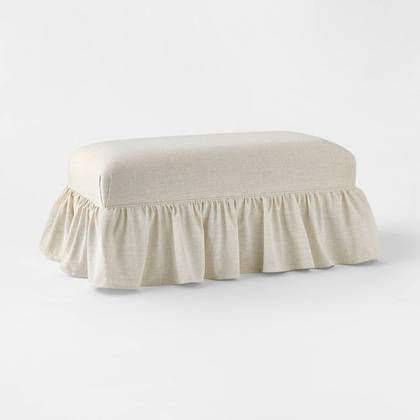 Ruffle Skirt Bench Cream Flecked Linen - Threshold™ designed with Studio McGee
