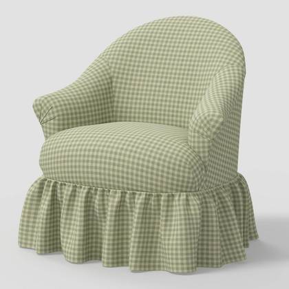 Ruffle Skirt Accent Chair with Swivel Whitaker Gingham Sage - Threshold™ designed with Studio McGee
