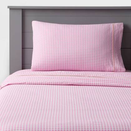 Queen Gingham Kids' Cotton Sheet Set - Pillowfort™