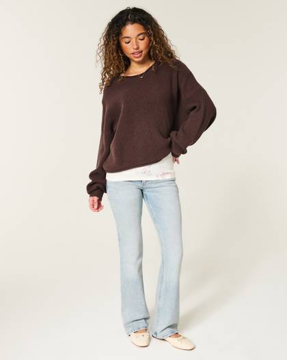 Low-Rise Light Wash Pink Embroidery Bootcut Jeans