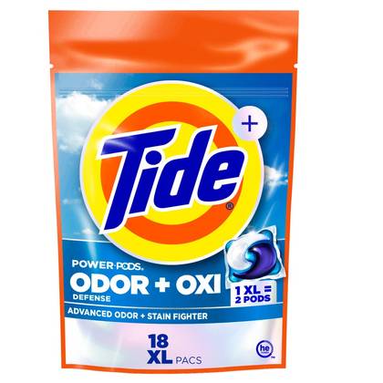 Tide Power Oxi Laundry Detergent Pods - 18ct: Fresh Scent, Concentrated, Color Care, Child-Resistant Packaging