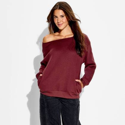 Women's Pullover Sweatshirt - Wild Fable™ Burgundy XS