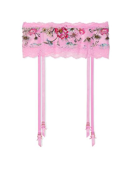 Floral Embroidery Garter Belt