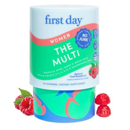 First Day Women's Daily Multivitamin Gummies with Folate, Vitamin A, C, D3, K2, E, B1, B6, B12, Magnesium, Biotin, Zinc & Fiber - 50ct