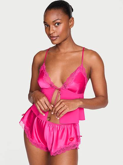 Tease Satin & Chiffon Flyaway Cami Set