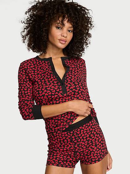 Soft Thermal Henley Short Pajama Set