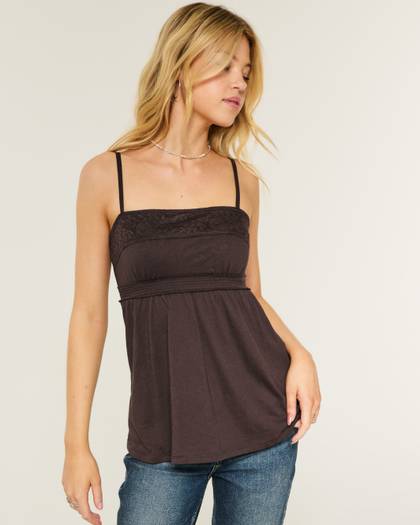 Easy Lace Trim Babydoll Top