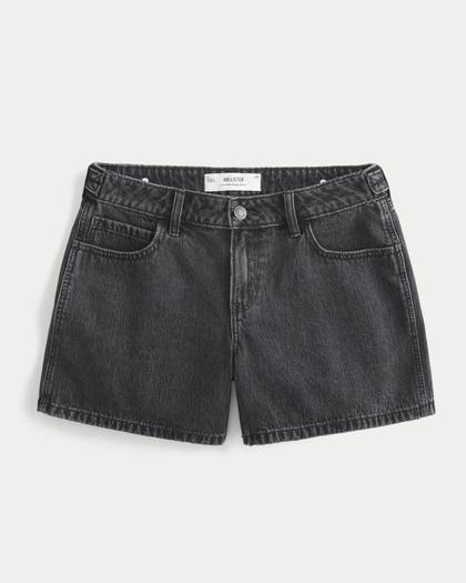 Adjustable Waist Low-Rise Baggy Denim Shorts