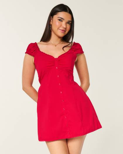 Cap Sleeve Button Shirt Dress