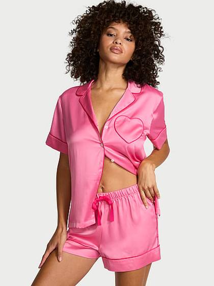 Signature Satin Heart Short Pajama Set