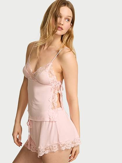 SoSoft™ Modal Ribbed Lace-Trim Cami & Shorts Set