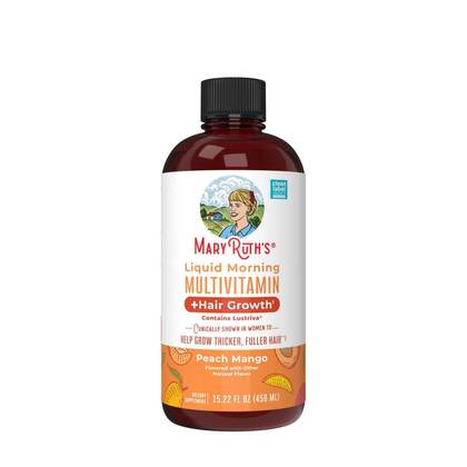 MaryRuth's Liquid Morning Vegan Multivitamin + Hair Growth - Peach Mango - 15.2oz