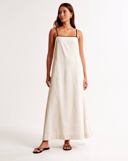 Shift Linen-Blend Maxi Dress