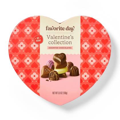 Valentine's Assorted Chocolate Truffle Candy Heart Box - 6oz - Favorite Day™