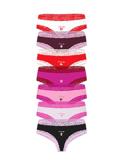 7-Pack PINK Wink™ Lace-Trim Cheeky Panties