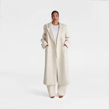 KBB by KAHLANA Women's 'The Maxi Coat' - Cream S