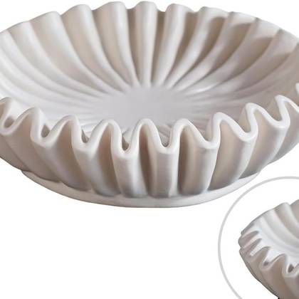 Decorative Bowl For Home Decor, Modern Home Decor Bowl, Handcrafted Resin Fluted Ruffle Bowl Decor