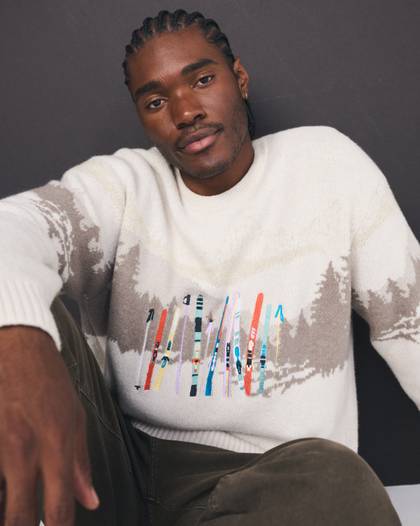 Oversized Ski Graphic Crew Sweater