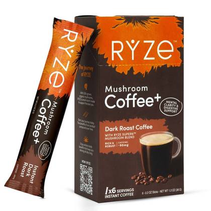 RYZE Dark Roast Mushroom Coffee Sticks - 1.2oz/6ct