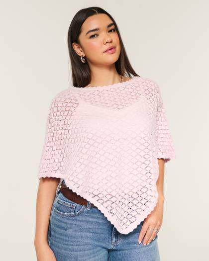 Open-Stitch Sequin Poncho