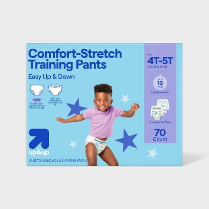 Boys' Disposable Training Pants - 4T-5T - 70ct - up&up™: Wetness Indicator, Latex-Free, Leak Guards, Pull-On Design