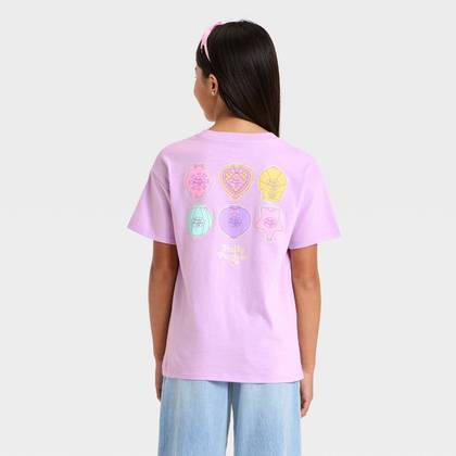 Girls' Polly Pocket Oversized Front and Back Graphic Short Sleeve T-Shirt - Purple XS