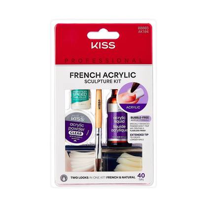 Kiss Professional French Acrylic Sculpture Kit Press On Nails - Natural & French Tip - 46ct