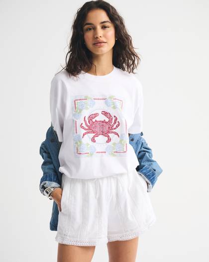 Oversized Coastal Crab Graphic Tee