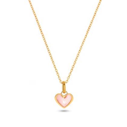 Pale Pink Opal Heart Necklace (Gold)