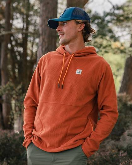 Point Grid Polar Fleece Hoodie - Baked Clay