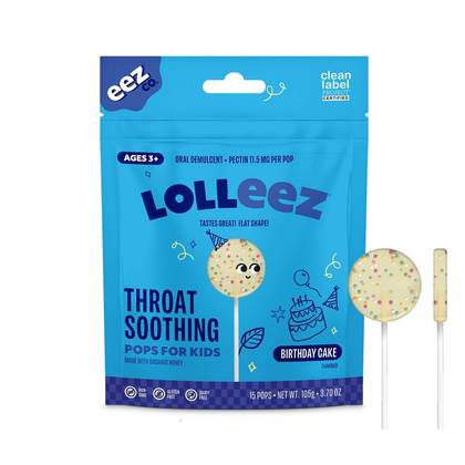 Lolleez by EEZ Co. Organic Throat Soothing Pops - Birthday Cake - 15ct