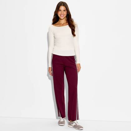 Women's Slim Fit Long Sleeve Boat Neck T-Shirt - Wild Fable™ Cream XL