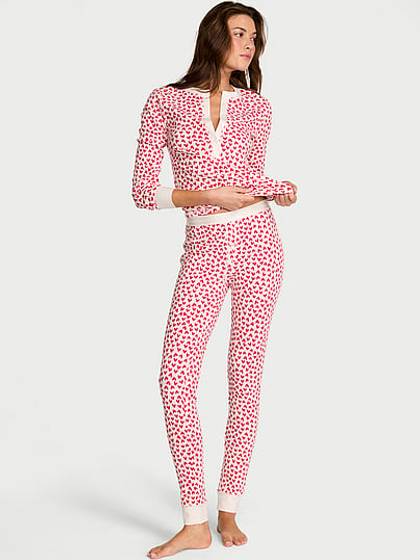 Soft Thermal Henley Long Pajama Set