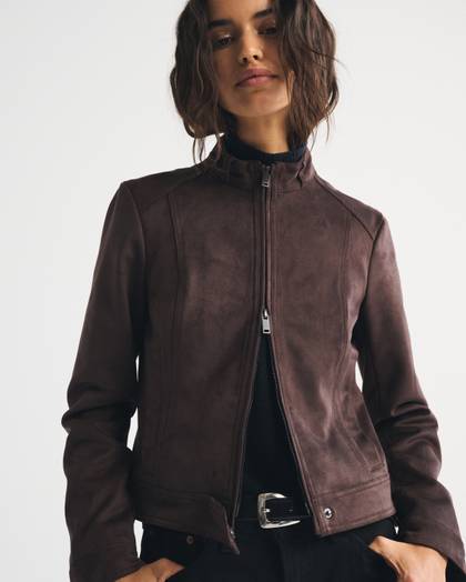 Slim Vegan Suede Mockneck Jacket