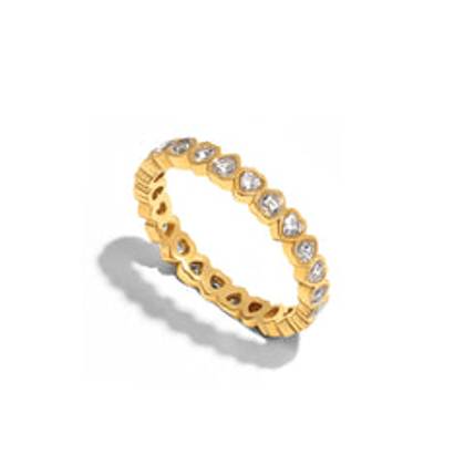 Crystal Heart Tennis Ring (Gold)