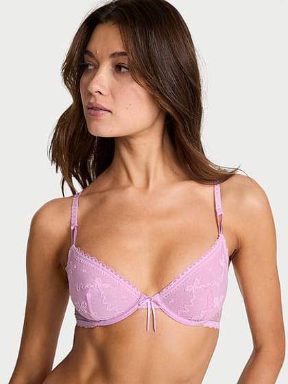 Sexy Tee Bow Lace Unlined Demi Bra